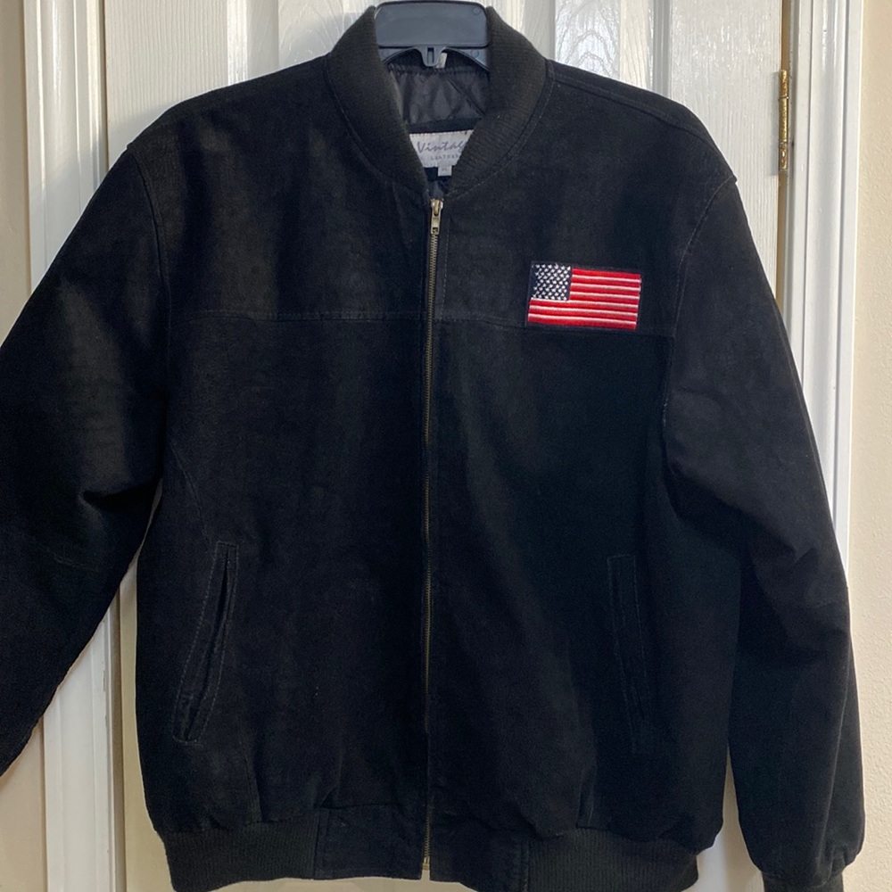 Vintage Leather American Flag Jacket Size XL